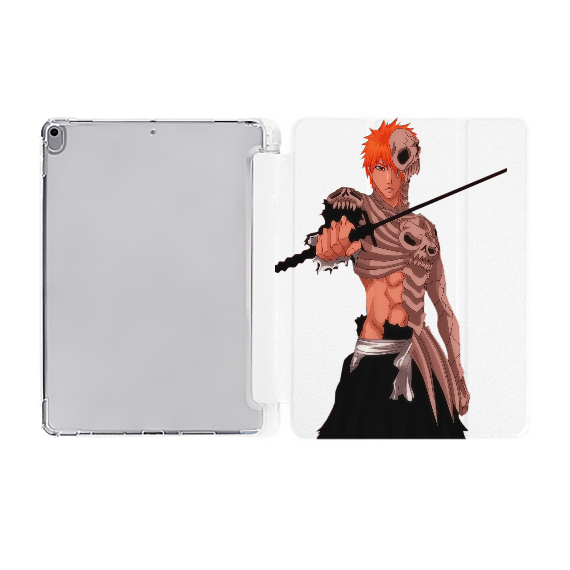 （画像用） ブリーチ 黒崎一護（くろさき いちご）BLEACH Kurosaki Ichigo IPad ケース ペン収納付き 三つ折りスタンド PUレザー×シリコン 対応機種9.5/10.5/10.9インチ